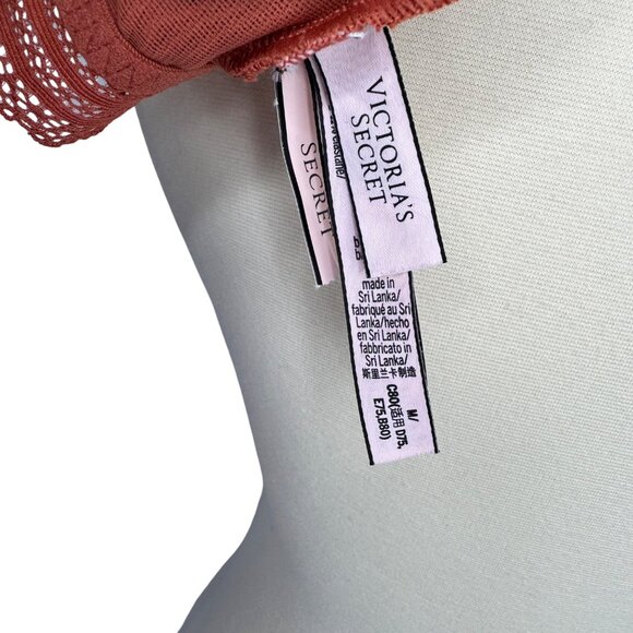 NWT Victorias Secret SzM Lace Bralette Rust Red Floral Lace Halter Neck Coquette - Picture 3 of 7